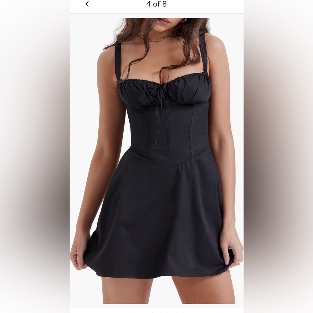 House of CB Carlotta Corset Bodice Cotton Blend Cocktail Dress in Black